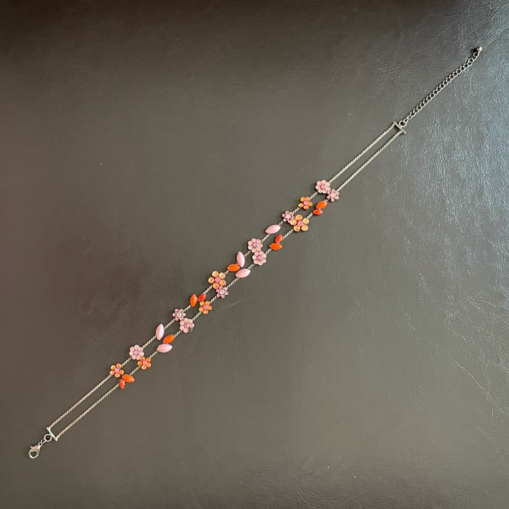 Retro pink & orange choker necklace